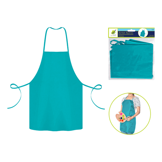 Teal Artist Apron 24" x 48" with String  Strap and Closure  by Color Factory. Sold by RQC Supply Canada.