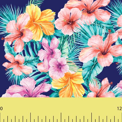 Tropical Flower Pink and Yellow pattern available in HTV and Adhesive. Sold By RQC Supply Canada.