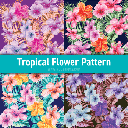 Tropical Flower Patterns available in HTV and Adhesive. Sold By RQC Supply Canada.
