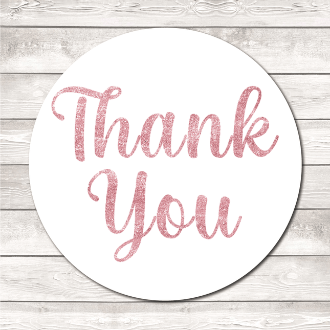 Thank You Stickers - Glitter Pink