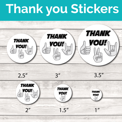 Thank You Stickers - You Rock Peace and Thumbs Up