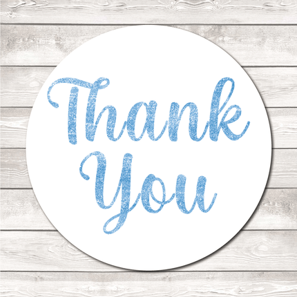 Thank You Stickers - Glitter Blue