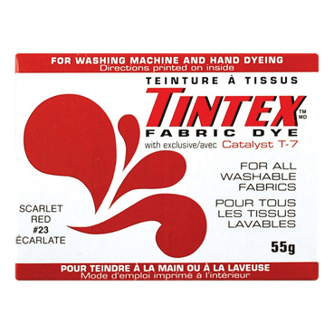 Tintex Fabric Dye shown in Scarlet Red Colour sold by RQC Supply Canada located in Woodstock, Ontario