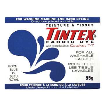 Tintex Fabric Dye shown in Royal Blue Colour sold by RQC Supply Canada located in Woodstock, Ontario