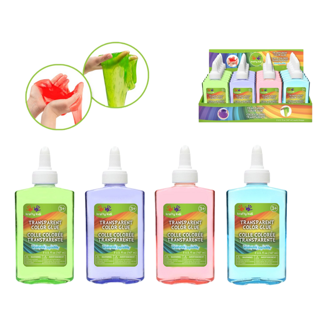 Transparent Colour Glue made by Krafty Kids sold by RQC Supply Canada great for slime making