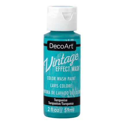 Decoart Vintage Effect Colour Wash Paint sold by RQC Supply Canada located in Woodstock, Ontario shown in Turuoise colour