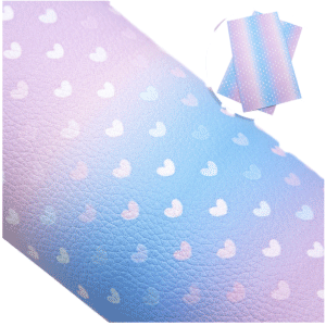 Two Tone Blue and Pink Pastel Hearts Faux Leather Sheets