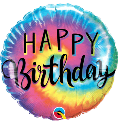 Happy Birthday Tie Dye Swirls Helium Balloons sold by RQC Supply Canada located in Woodstock, Ontario Canada
