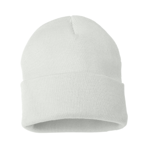 White 12" Sportsman Solid Knit Beanie sold by RQC Supply Canada