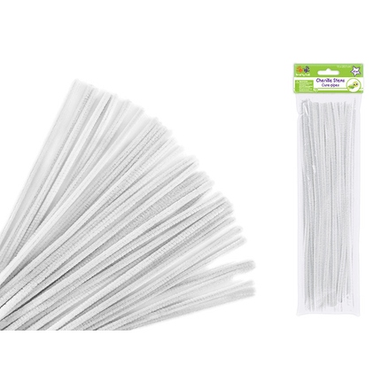 Chenille Stems aka Pipe Cleaners sold by RQC Supply Canada located in Woodstock, Ontario shown in White Colour