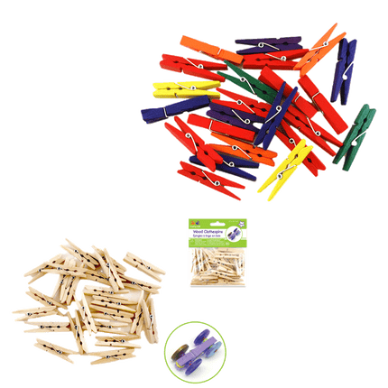 Natural or coloured Clothes Pegs sold by RQC Supply Canada located in Woodstock, Ontario