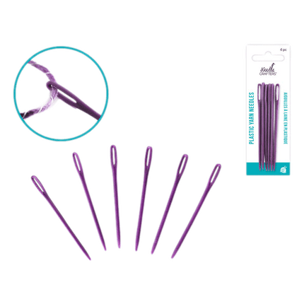 Yarn Finishing Needles, shown in 6  piece plastic set. Sold by RQC Supply Canada.