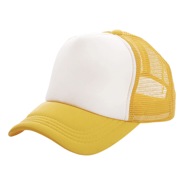 Foam Trucker Hats sold by RQC Supply Canada a craft store located in Woodstock, Ontario  Edit alt text shown in yellow colour