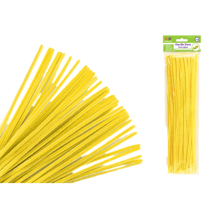Chenille Stems aka Pipe Cleaners sold by RQC Supply Canada located in Woodstock, Ontario shown in Yellow Colour