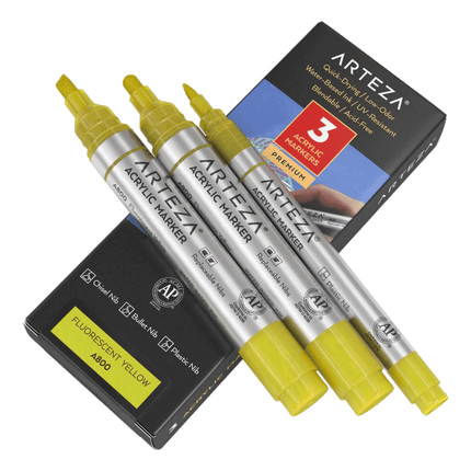 Artesa Flusorescent Acrylic Markers sold by RQC Supply Canada located in Woodstock, Ontario shown in Fluorescent Yellow