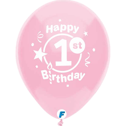 Happy 1st Birthday 12" Latex Balloons sold by RQC Supply Canada located in Woodstock, Ontario Canada