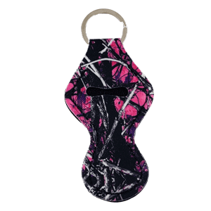 Pink Camo Keychain Chapstick holder sold by RQC Supply Canada
