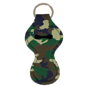 Green Camo Keychain Chapstick holder sold by RQC Supply Canada