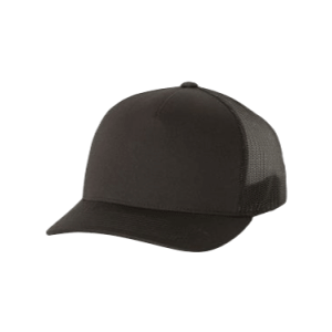 Black Adult Poly-cotton Yupoong five panel retro baseball hats sold by RQC Supply Canada