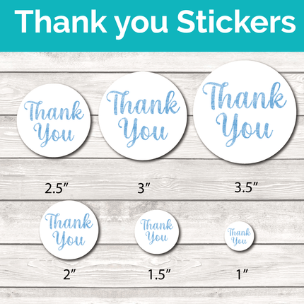 Thank You Stickers - Glitter Blue