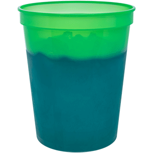 16 oz Stadium Cup Colour Changing Green Dark Teal Sold By RQC Supply Canada