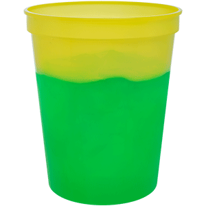 16 oz Stadium Cup Colour Changing Yellow Green Sold By RQC Supply Canada