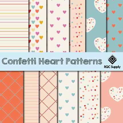 12" Confetti Hearts Pattern Vinyl