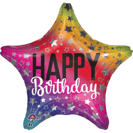 Happy Birthday Star Foil Mylar Balloons sold by RQC Supply located in Woodstock, Ontario Canada