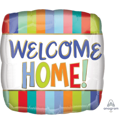 Welcome Home Striped Mylar Balloons sold at RQC Supply Canada located in Woodstock, Ontario Canada