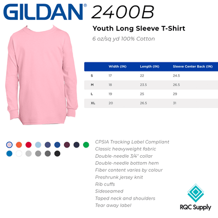 G540B Youth Heavy Cotton Long Sleeved T-shirt - Gildan