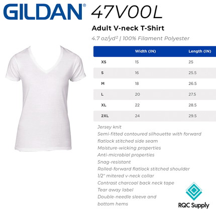 47V00L Performance Tech Women's V-Neck Short T-shirt - Gildan
