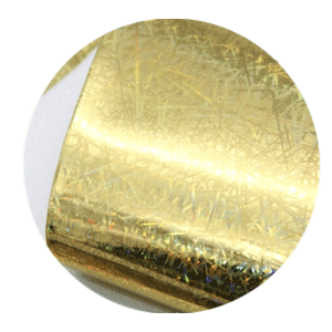 Gold Holographic Sparkle Printed Faux Leather Sheets sold by RQC Supply Canada