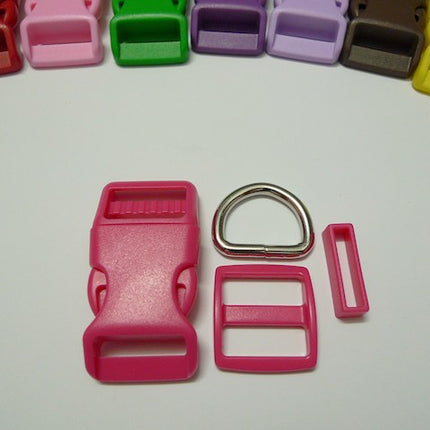 DIY Dog Collar Supplies 25mm (1") - 1 set Hot Pink