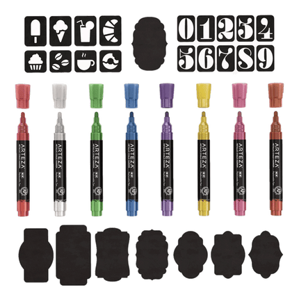 Arteza Liquid Chalk Marker Kit set of 8, sold by RQC Supply Canada located in Woodstock, Ontario