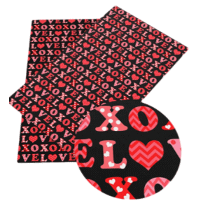 Black LOVE XOXO Hearts Faux Leather Sheets - Faux Vinyl