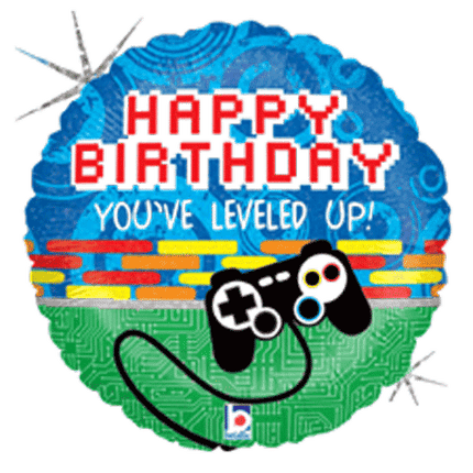 Happy Birthday You've Leveled up Helium filled Balloons sold by RQC Supply Canada located in Woodstock Ontario