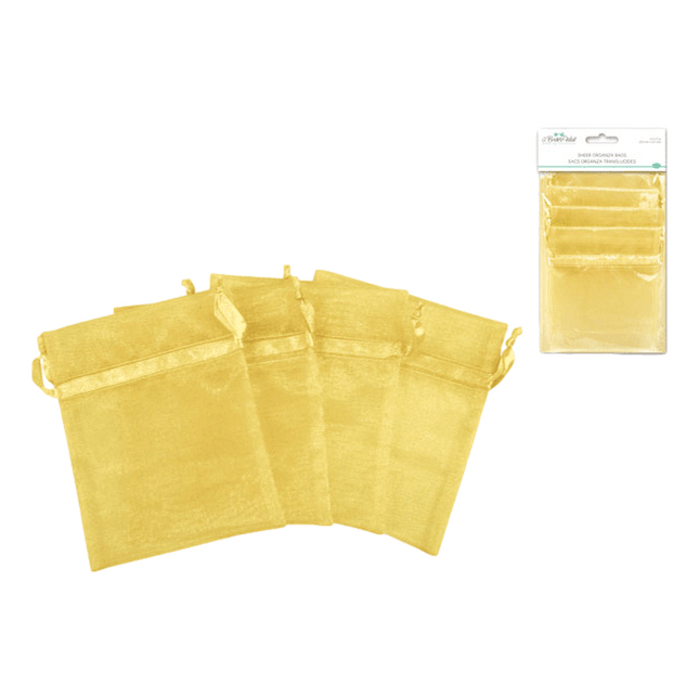 Gold Organza Favour Bags Great accent to your bouquets, favors, centerpieces and other party and wedding décor. sold at RQC Supply Canada located in Woodstock, Ontario