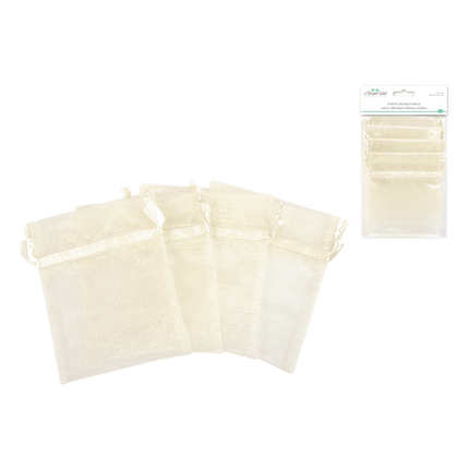 Ivory Organza Favour Bags Great accent to your bouquets, favors, centerpieces and other party and wedding décor. sold at RQC Supply Canada located in Woodstock, Ontario
