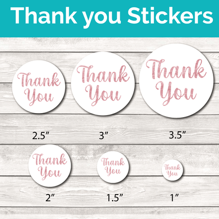 Thank You Stickers - Glitter Pink