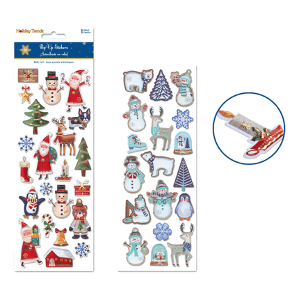Holiday Stickers: 4.9"x10" 3D Pop-Up Foil  Style Sent at Random