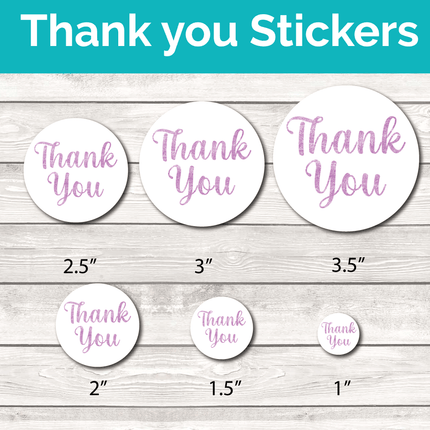 Thank You Stickers - Glitter Purple