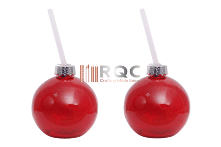 Red Clear Cocktail Balls - Christmas Ornament Drinking Cup (Set of 2 Gift Boxed)