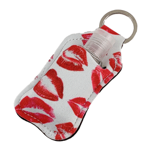 Lips Keychain Hand sanitizer sports key chain with clear bottle sold by RQC Supply Canada