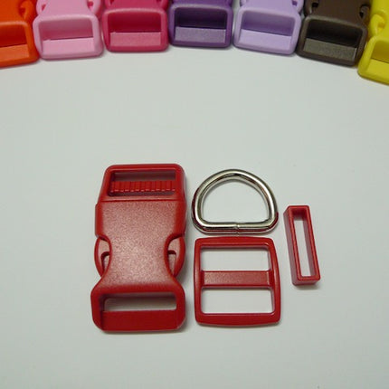 DIY Dog Collar Supplies 25mm (1") - 1 set Red