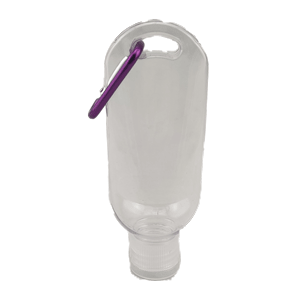 Purple Sanitizer Bottles with Carabiner clip sold by RQC Supply Canada