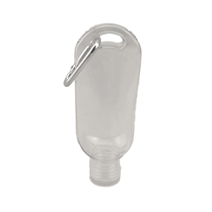 Silver Sanitizer Bottles with Carabiner clip sold by RQC Supply Canada