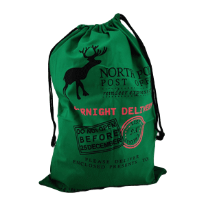 Green Reindeer Santa Sacs sold by Rqc Supply