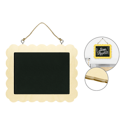 Scalloped rectangle hanging chalkboard sold by RQC Supply located in Woodstock, Ontario 