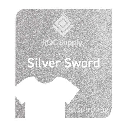 Siser 12" Sparkle Heat Transfer Vinyl (HTV). Shown in Silver Sword, sold by RQC Supply Canada.