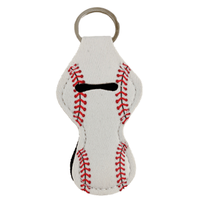 White baseball Chapstick Keychain Chapstick holder sold by RQC Supply Canada